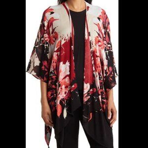 Vince Camuto Floral Handkerchief Hem Ruana